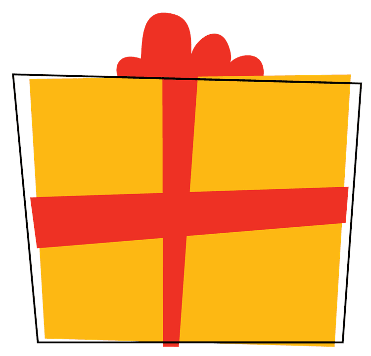 Yellow and Red Christmas Present