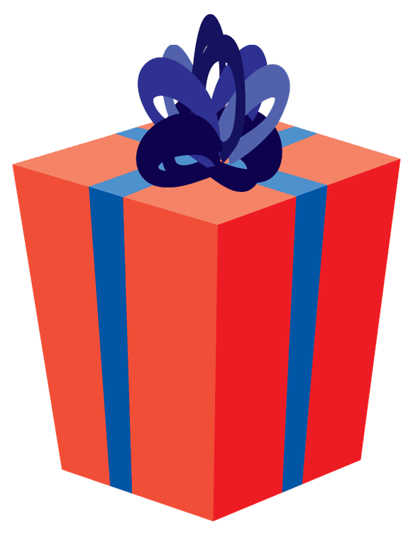 Red and Blue Christmas Present