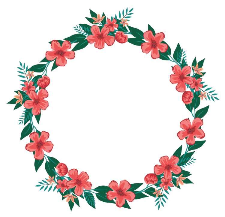 Pink Leafy Floral Wreath