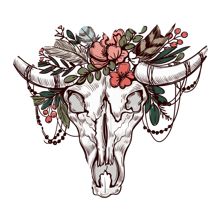 Floral Bovine Skull