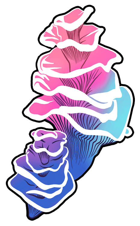 Blue Purple Pink Tall Fungi