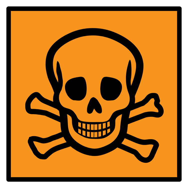 Orange Danger Skull and Crossbones