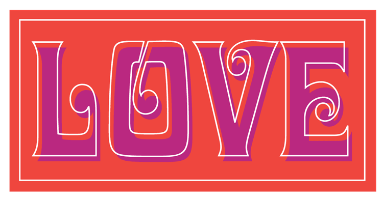 Love Orange Pink Letters